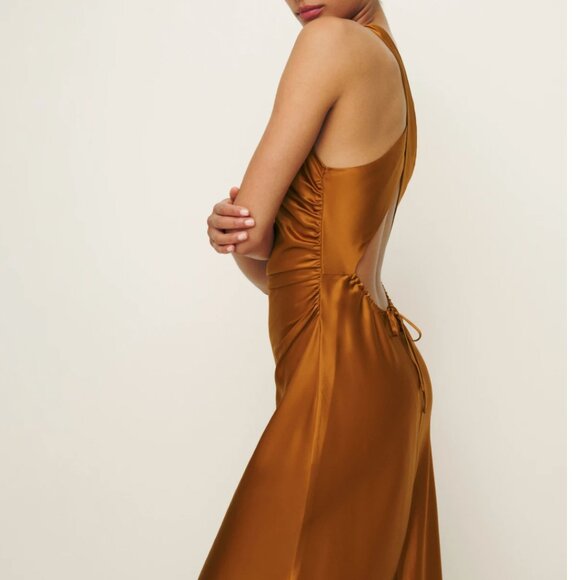 NWT Reformation Anaiis Silk Dress Sz4 Copper Orange Cocktail Soft - Picture 4 of 11